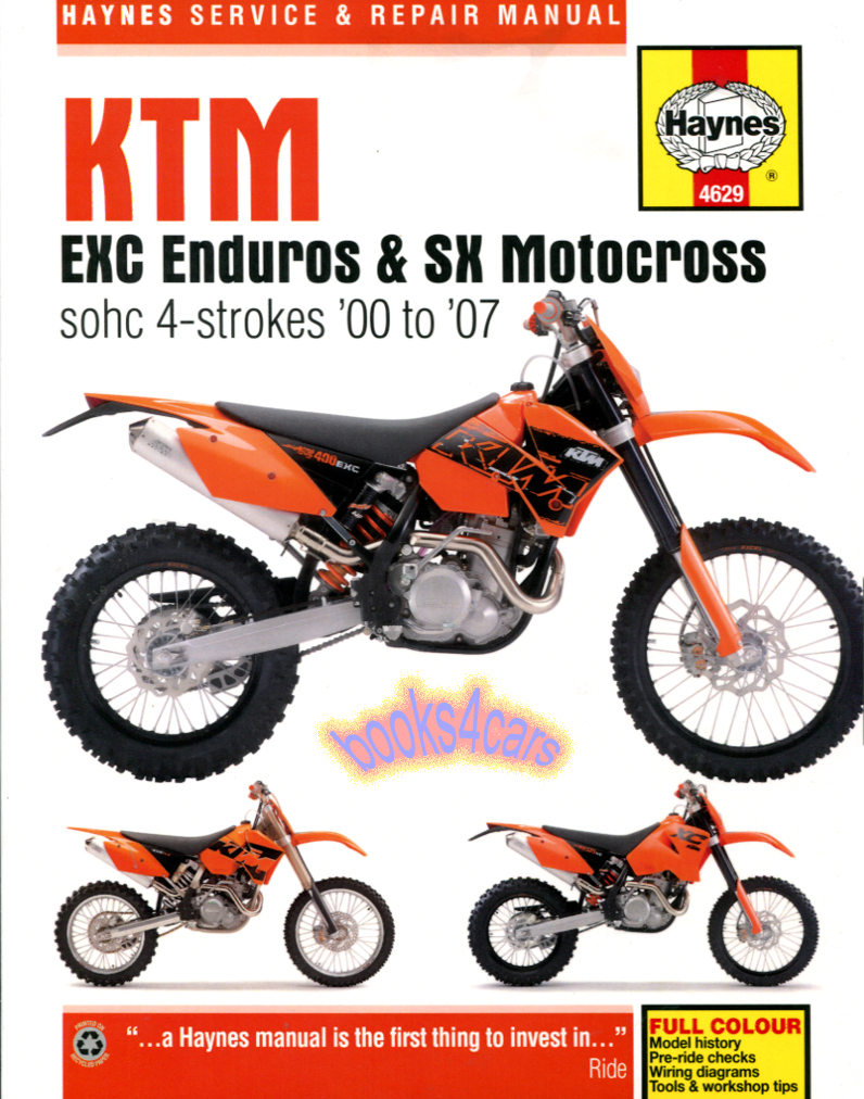 00-07 KTM Enduro & Motocross Shop Service Repair Manual for SOHC 4-strokes by Haynes