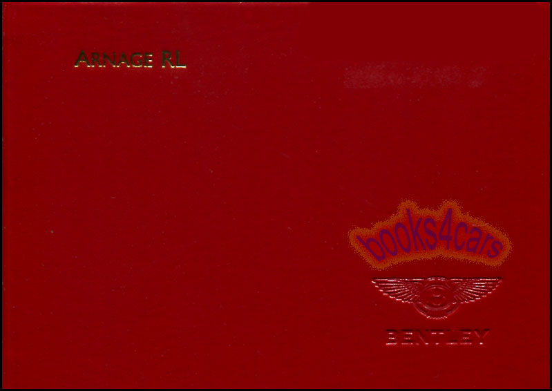 2003 Arnage RL Owners Manual by Bentley in GERMAN TSD#8562