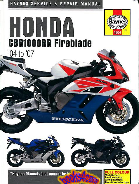 04-07 Honda CBR1000RR Fireblade Shop Service Repair Manual by Haynes for CBR 1000RR