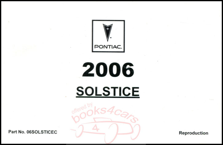 2006 Solstice Owners Manual by Pontiac