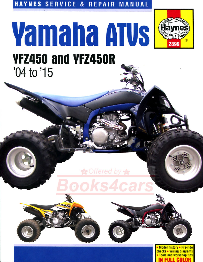 2004-2017 Yamaha YFZ450 & YFZ450R ATV Shop Service Repair Manual by Haynes with step by step repair procedures for the engine electrical brakes and more for the YFZ 450 & R
