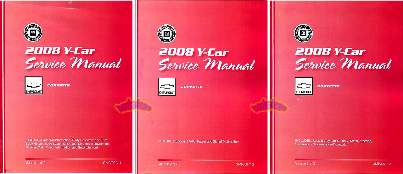 2008 Chevy Corvette factory shop service repair manual 3 volumes by Chevrolet