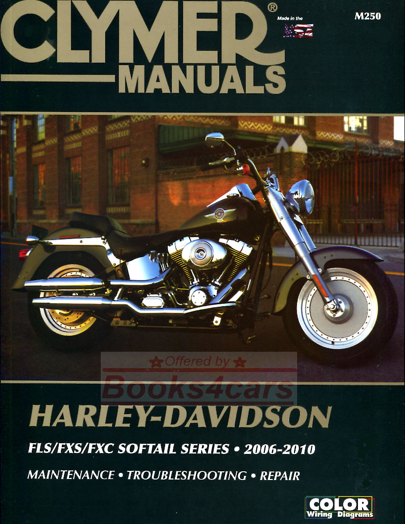 06-10 Harley Davidson Softail FLS FLXS FXC Shop Service Repair Manual by Clymer includes in addition to the book an extra CD-Rom of wiring diagrams. incl Heritage Softail Shrine Classic Fat Boy Delux Springer Classic Rocker Custom Night Train Deuce & more