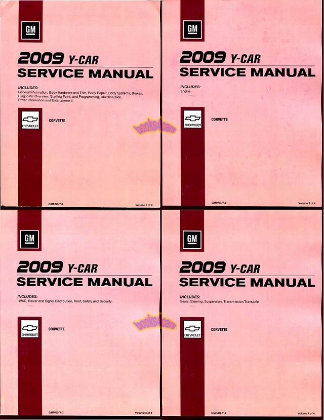 2009 Chevy Corvette factory shop service repair manual 3 volumes by Chevrolet
