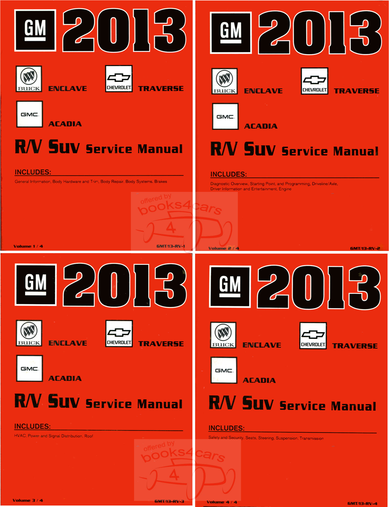 2013 Traverse Enclave Acadia Outlook Shop Service Repair Manual Set by GM for Cheverolet Buick GMC & Saturn