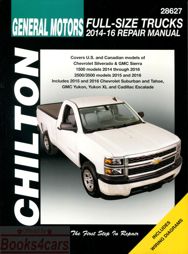 2014-2016 Chevrolet GMC Silverado Sierra Denali Suburban Tahoe Yukon XL Avalanche shop service repair manual by Chilton ( may also be partially applicable to Escalade. does not include 2014 SUV or diesel engine or Hybrid system ) 480pgs