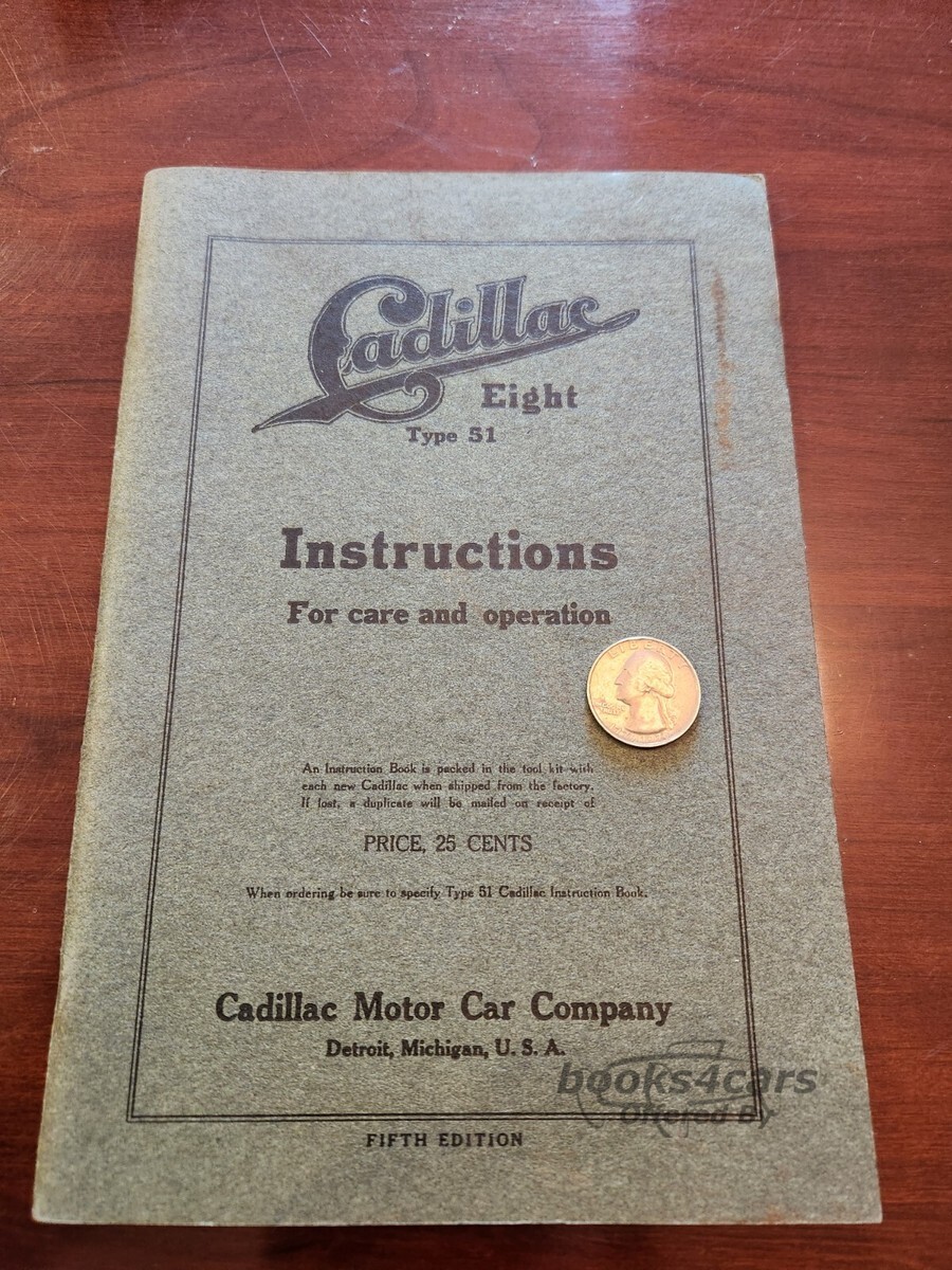 view cover of 1915 Owners Shop Manual for type 51 by Cadillac