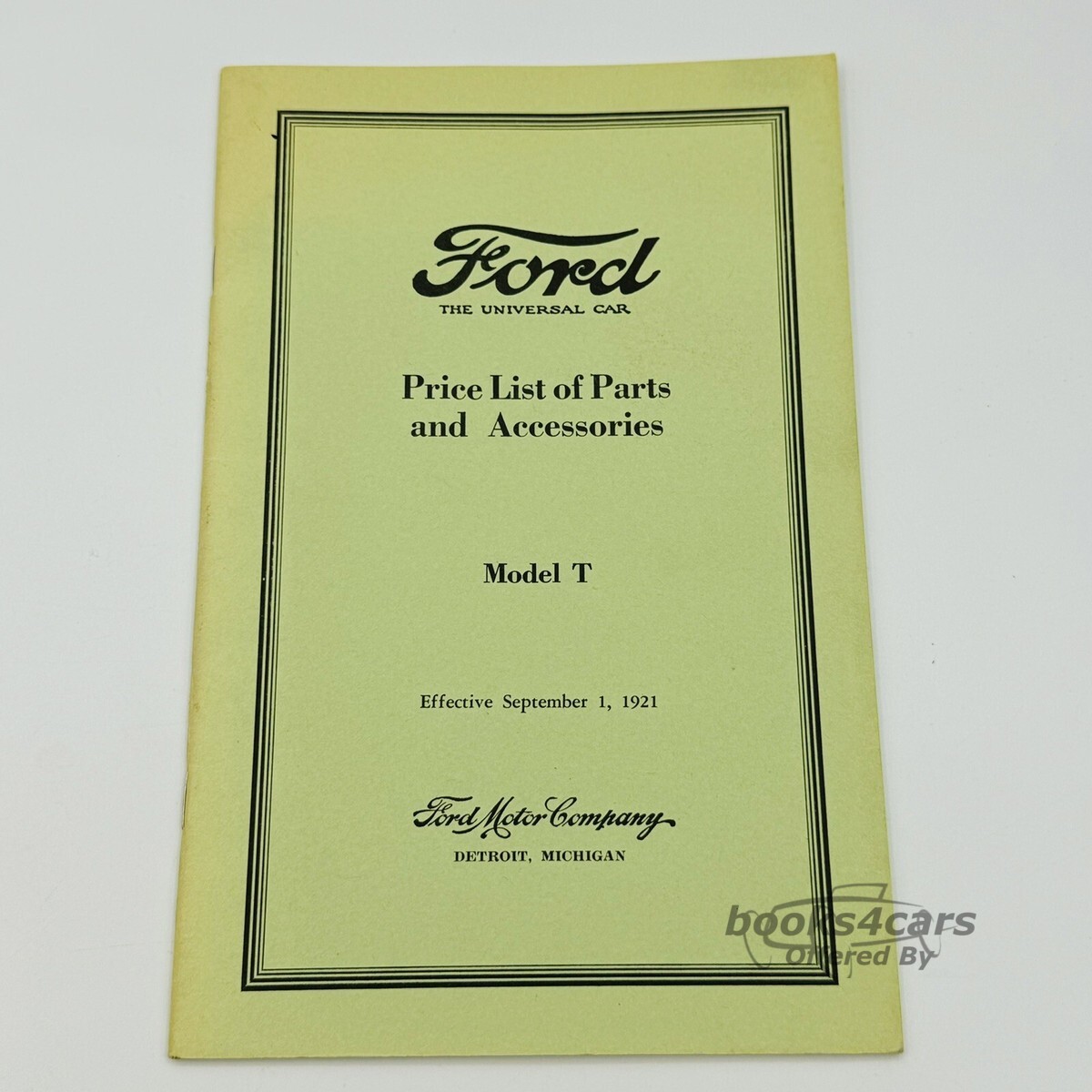 view cover of 1921 Price List of Parts for Model T by Ford.