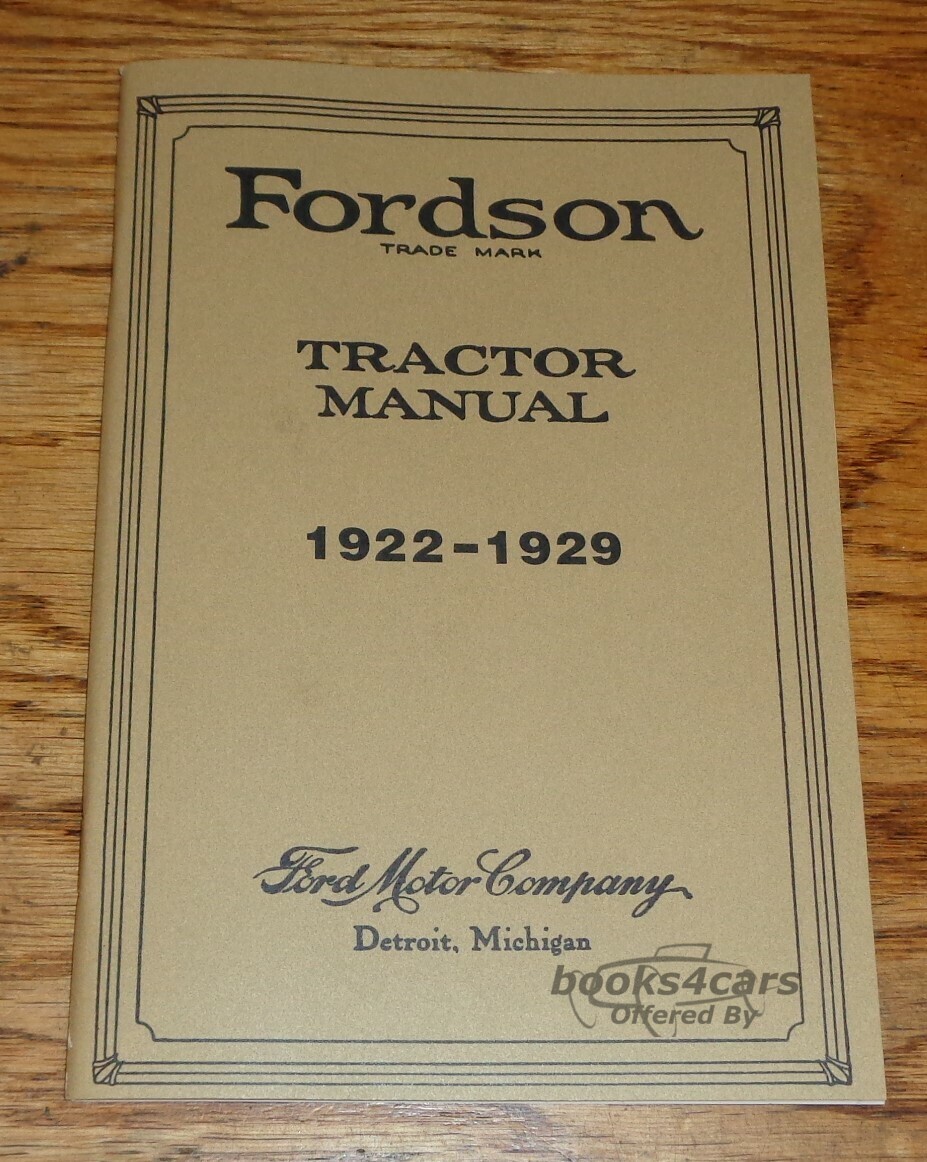 view cover of 1922-1929 Fordson Tractor Instruction Book 64 Pages