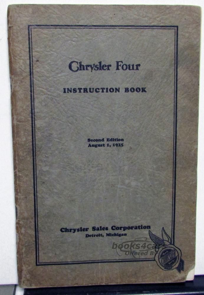 view cover of 1925 Owners Manual by Chrysler Four