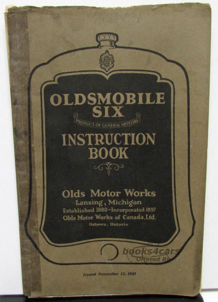 view cover of 1925 Oldsmobile Six Owners Manual by Olds