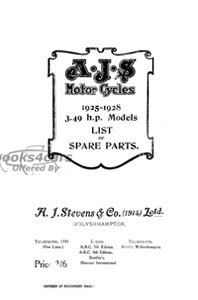 view cover of 1925-1928 Parts Manual for 3, 49hp by AJS