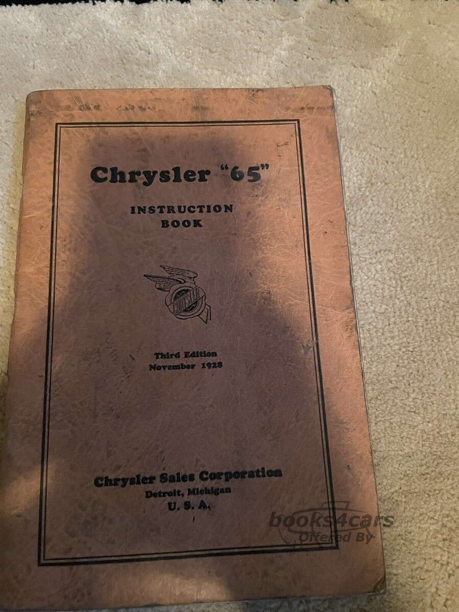 view cover of 1928 Owners Manual by Chrysler for model 65