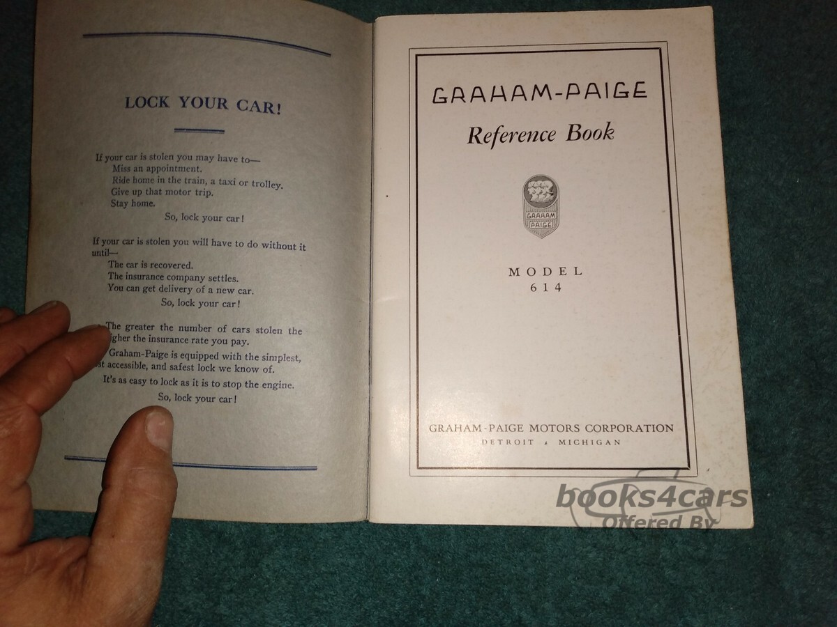 view cover of 1928 Graham Paige Model 614 Owners Manual