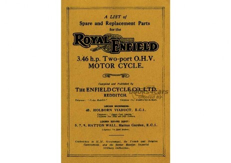 view cover of 1928 Parts Manual by Royal Enfield for 3,46 - Hp 1928