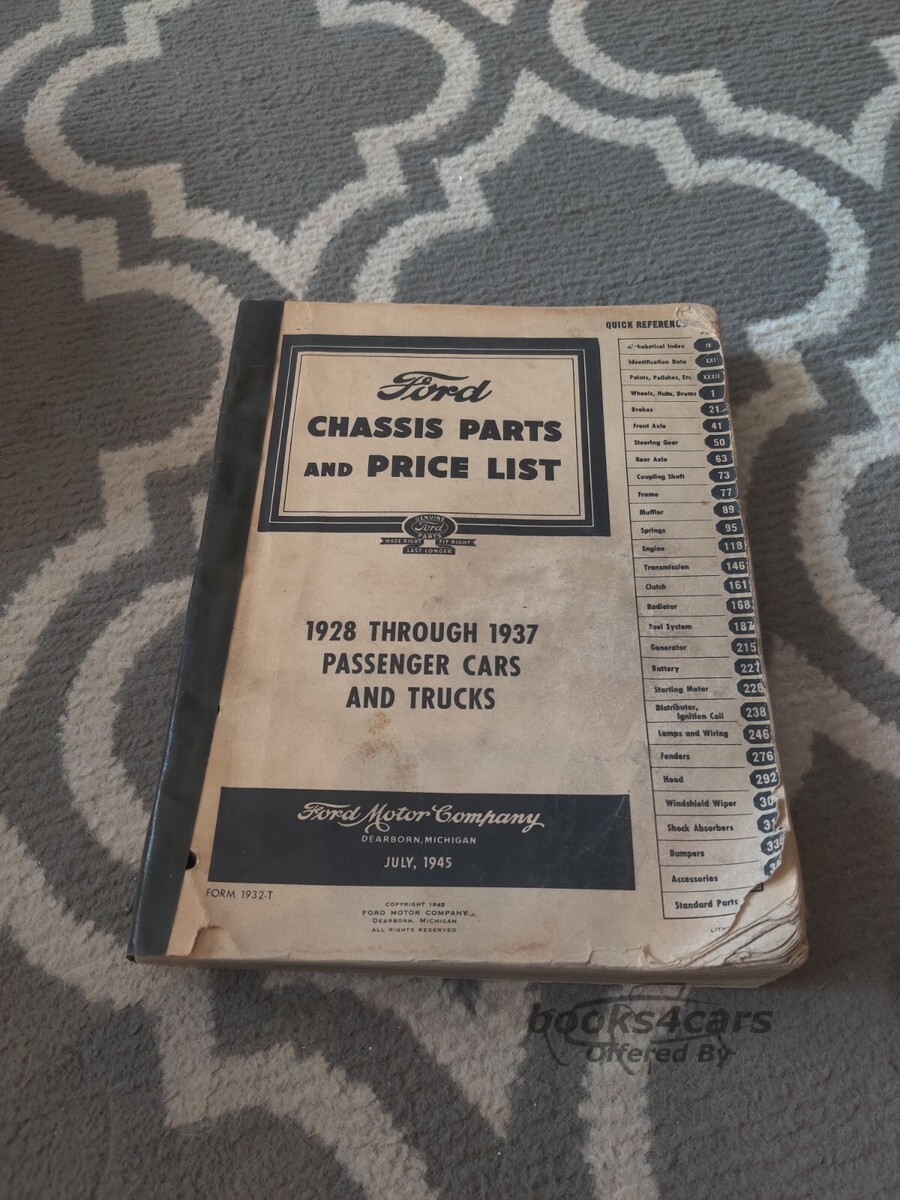 view cover of 1928-1937 Parts Price List for V8 & 4-cylinder cars by Ford