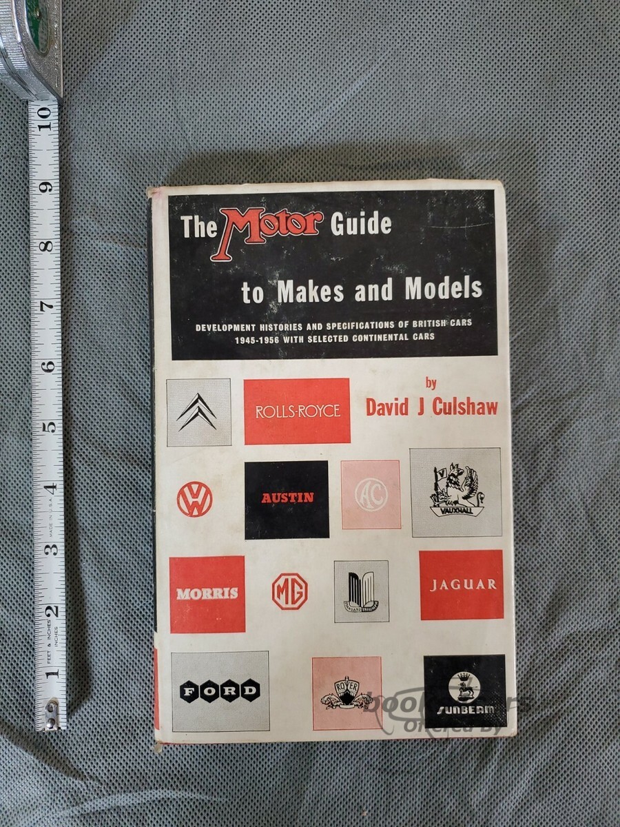 view cover of Motor Guide to Makes & Models by D Culshaw 169 page hard cover history covering Rolls Royce Austin Jaguar Morris Rover Sunbeam & more