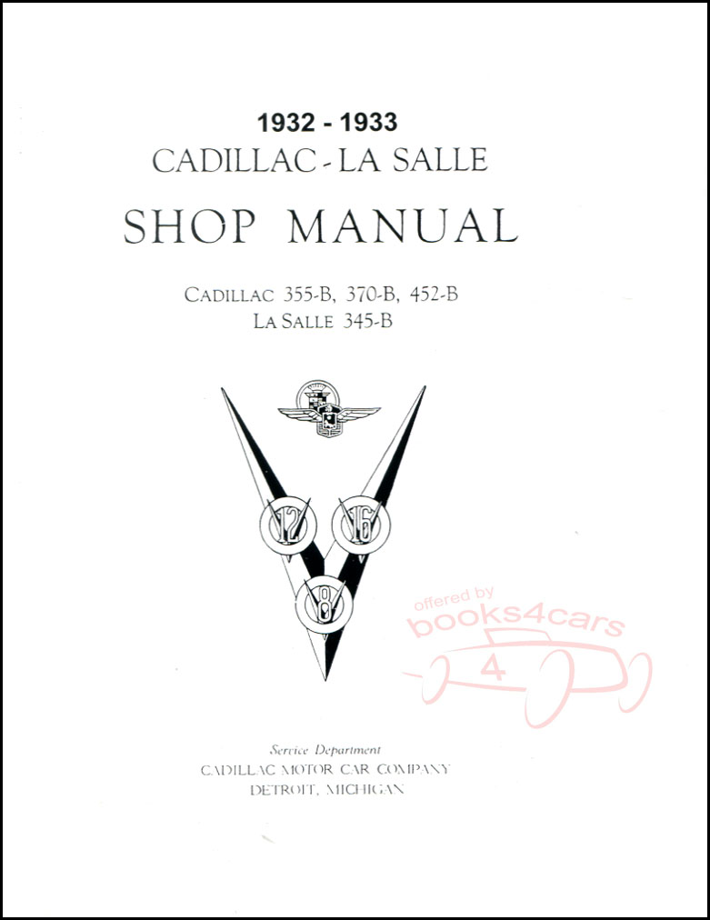 view cover of 1932-1933 Shop Service Repair Manual by Cadillac 127 pgs V8 V12 V16