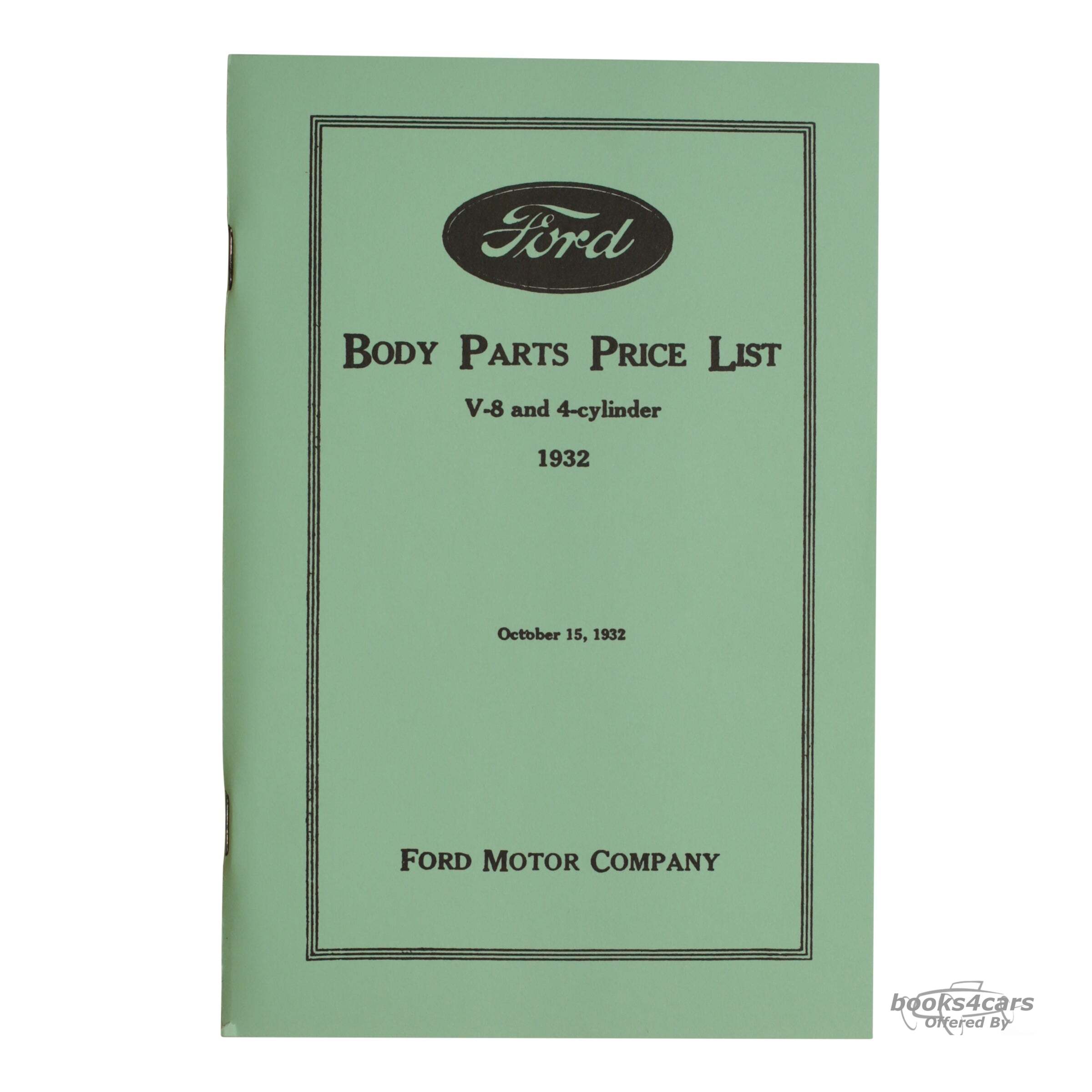 view cover of 1932 Body Parts manual 4 & V8 by Ford