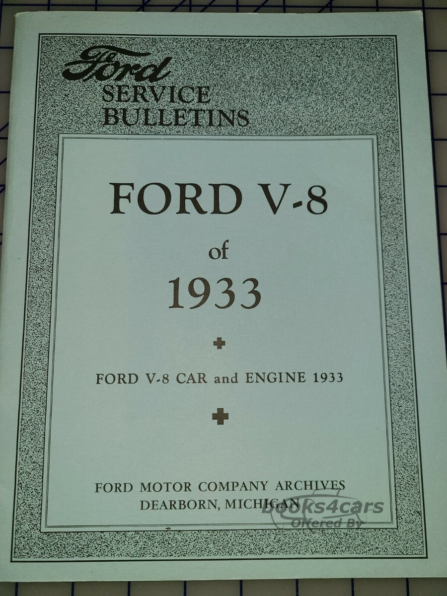 view cover of 1933 Service Bulletins for car & V8 engine, 88 pgs