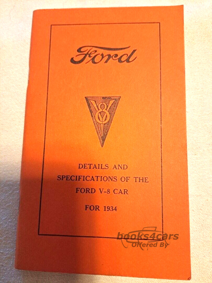 view cover of 1934 V8 Details and Specifications of the Ford V-8 Car 1934 59 pages