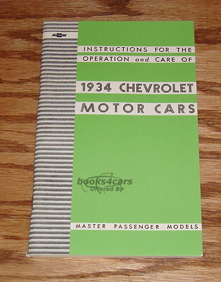 view cover of 1934 Master Owners manual for Chevrolet passenger car
