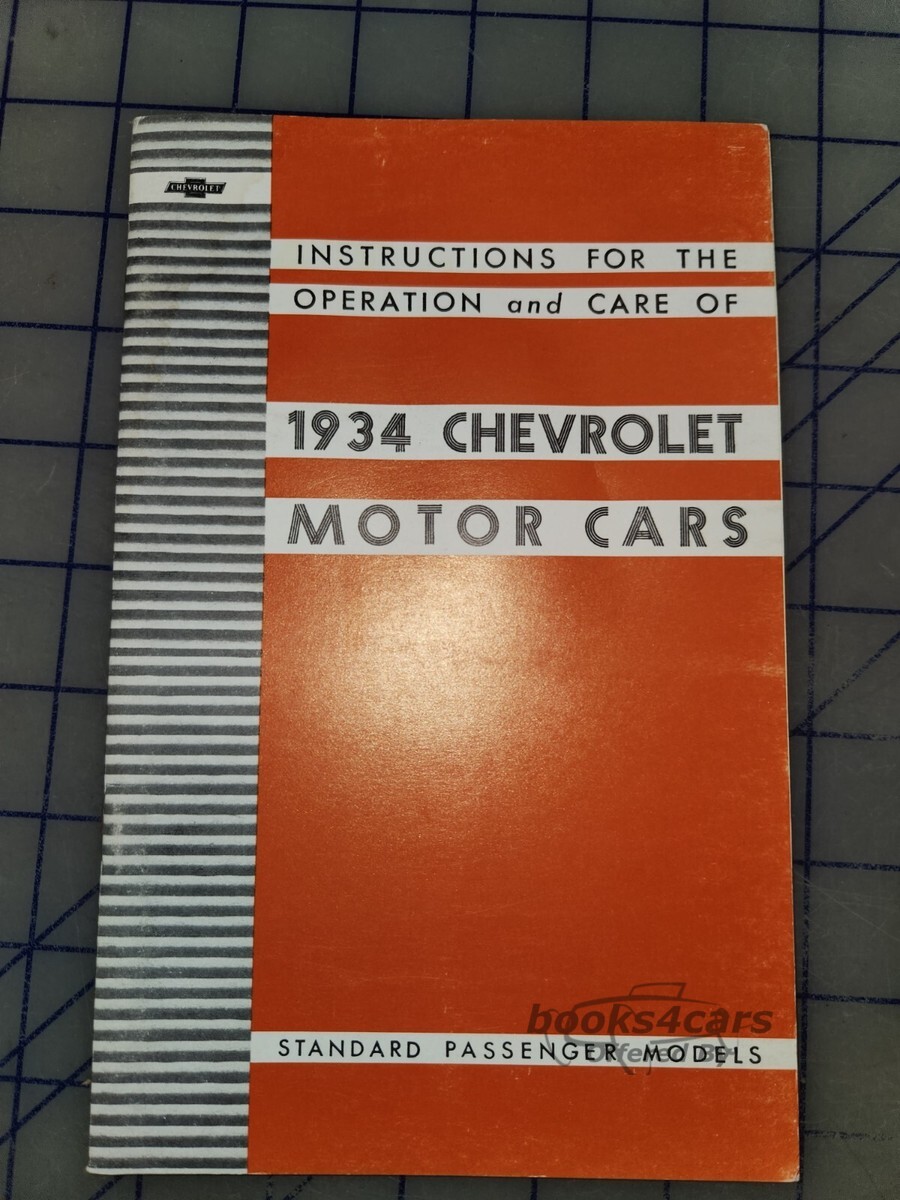 view cover of 1934 Std. Owners manual for Chevrolet passenger car
