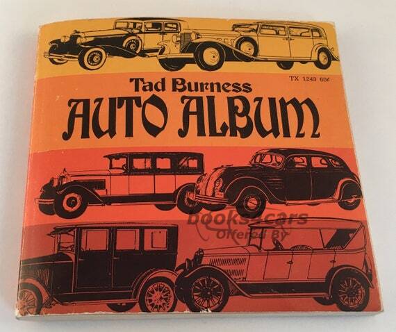 view cover of Auto Album, by Tad Burness; a collection of 'Auto Album' line drawing historical automotive features as published in may Newpapers during the 60's and 70's