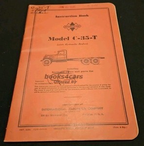 view cover of 1934-1936 Model C-35 Owners manual by International Truck C35