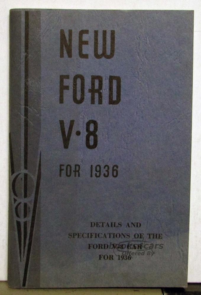 view cover of 1936 V8 details & specifications booklet Guide for Restorers by Ford, 64 pgs