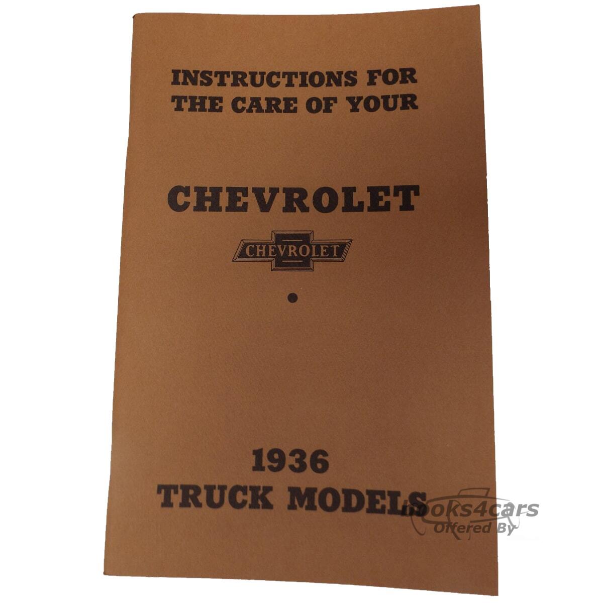 view cover of 1936 Owners manual by Chevrolet for Chevy Truck