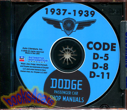 view cover of 1937-1939 Dodge Shop Service Repair Manual on CD