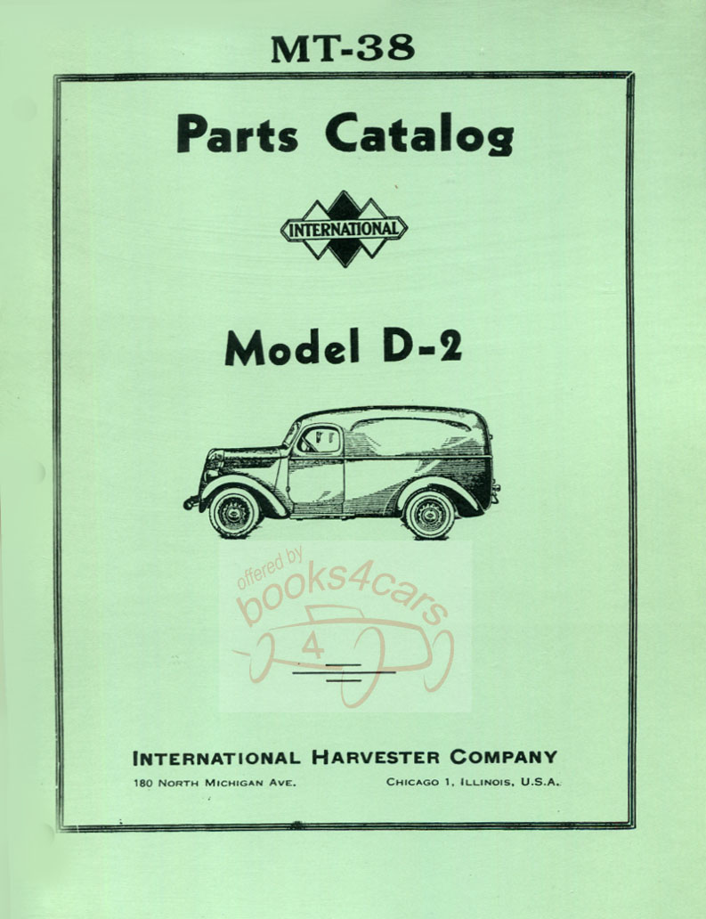 view cover of 1937-1940 D2 International Parts Manual 208 pages