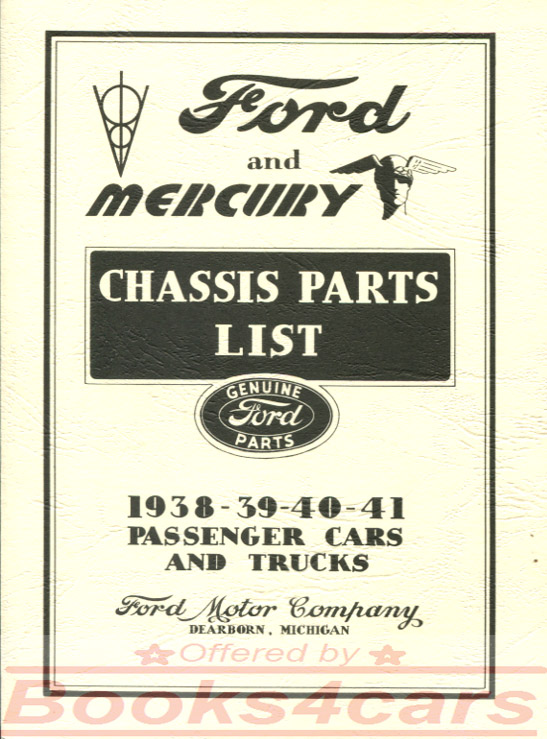 view cover of 1938-1941 Chassis parts Manual by Ford