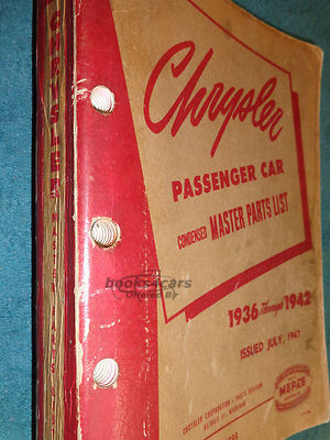 view cover of 1936-1942 master parts Manual for Chrysler & Imperial 586 pgs