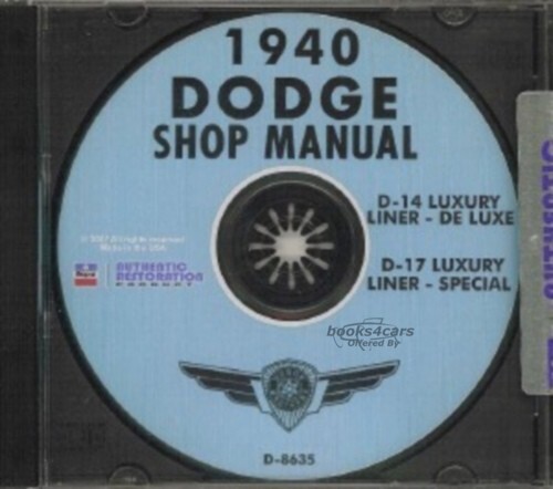 view cover of 1940 Dodge Shop Manual D-14 D-17 on CD-Rom