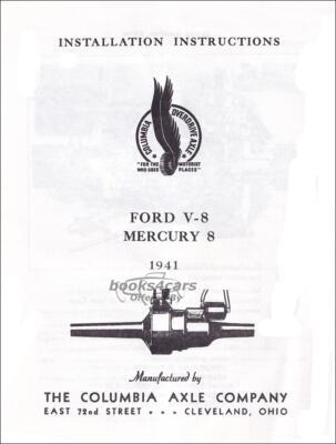view cover of 1941 Ford V-8 Mercury V-8 Lincoln Zephyr V-12 New Columbia Overdrive Installation Instructions manual