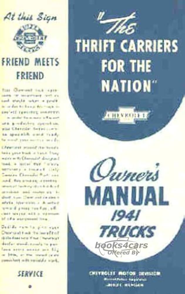 view cover of 1941 Owners manual by Chevrolet for Chevy truck