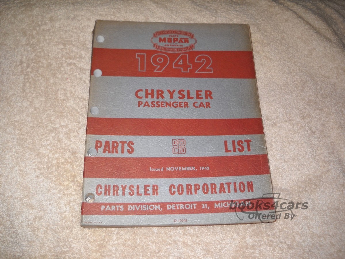 view cover of 1942 Parts manual for all Chrysler models