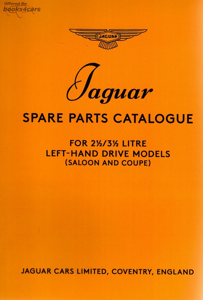 view cover of 1936-1949 Parts Manual by Jaguar for all 2.5 and 3.5 Litre Saloon & Coupe Left hand drive Models