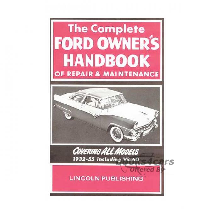 view cover of 1932-1955 Owners Handbook Repair and Maintenance manual by Ford, 224 pgs V8 & 6 cylinder passenger cars
