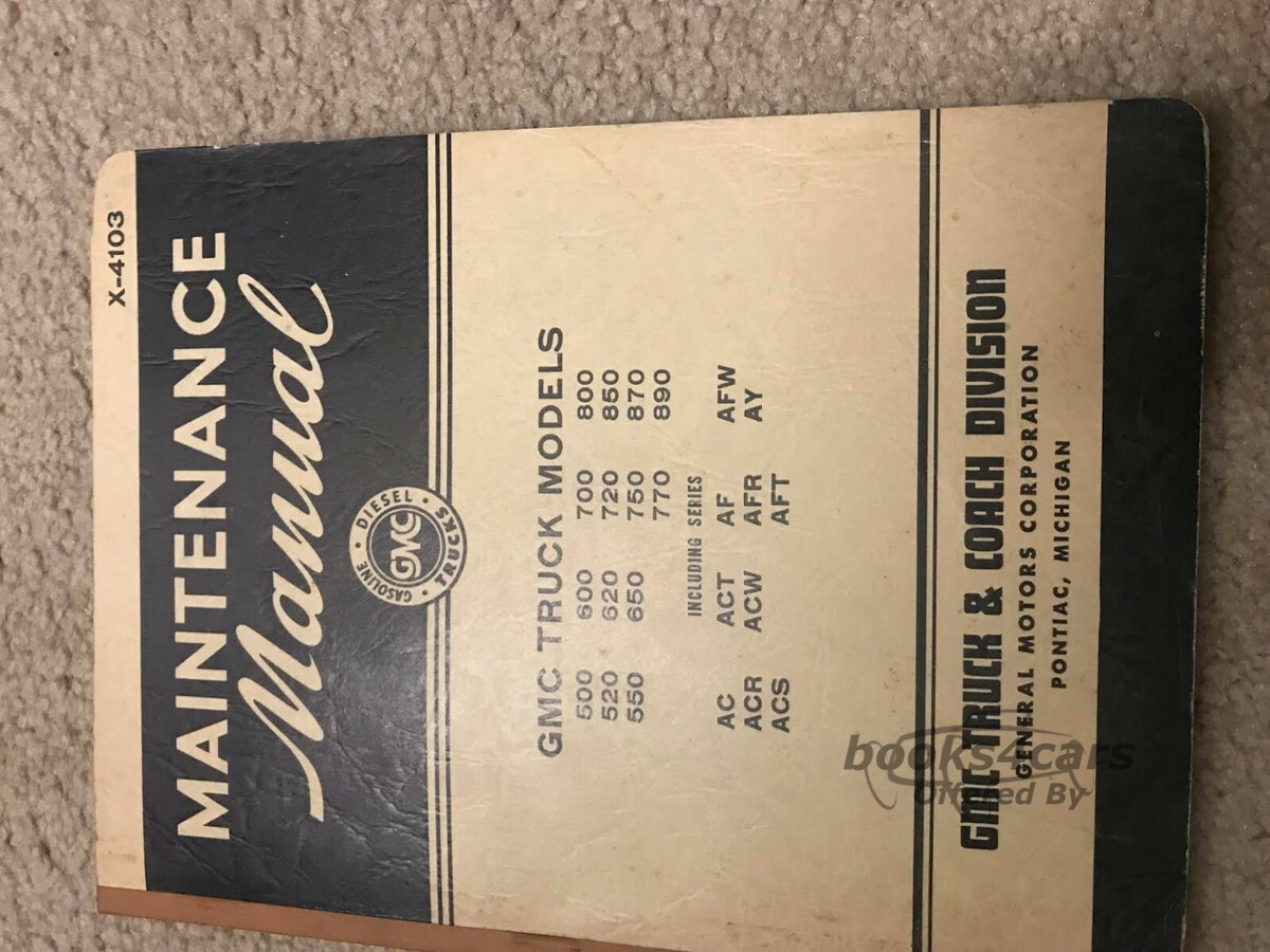 view cover of 1943 Truck Maintenance shop service repair manual by GMC models 500 520 550 600 620 650 700 750 770 800 850 870 890