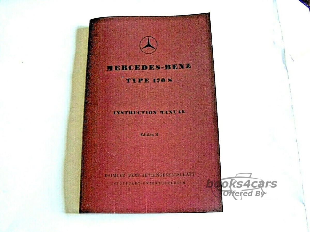 view cover of 170 S Owners Manual by Mercedes for 170S