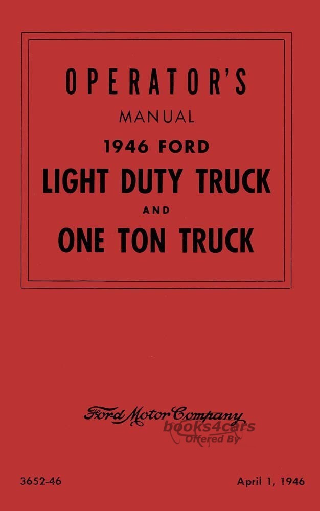 view cover of 1946 Owners manual by Ford Truck all models from 1/2 ton to 1-ton
