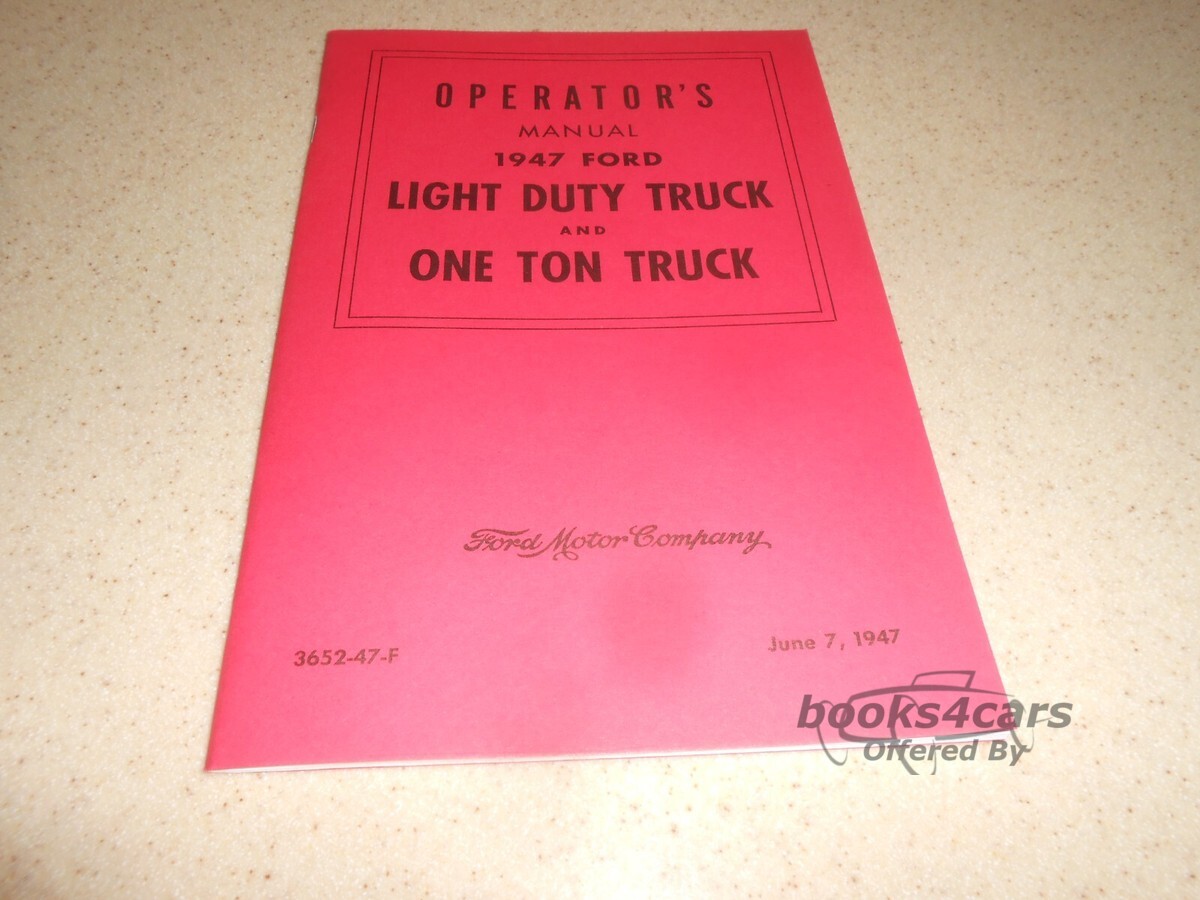 view cover of 1947 Owners manual for Ford Truck 1/2 ton to 1-ton