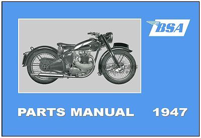 view cover of 1947 parts Manual All models by BSA, 260 pages.