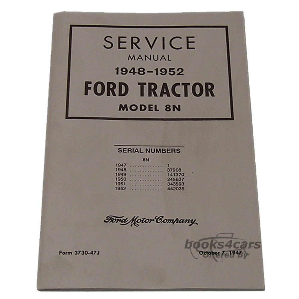 view cover of 1948-1952 8N Owners Manual for Ford Tractor