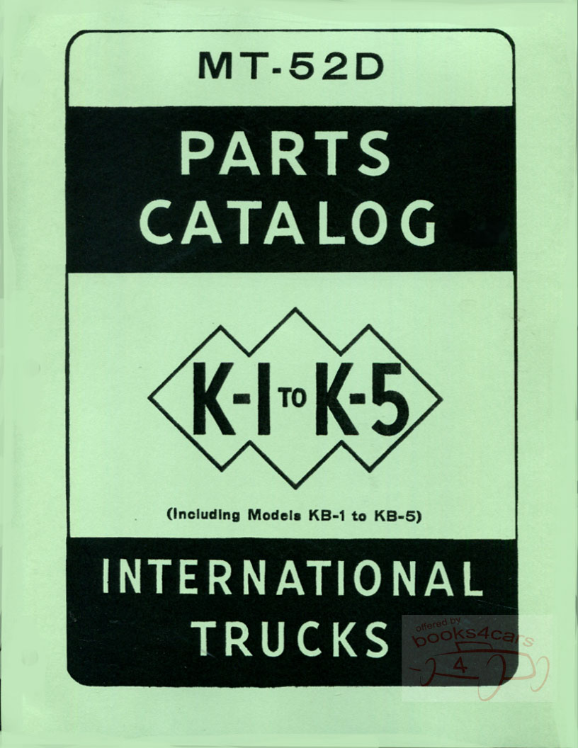 view cover of 1941-1949 parts book for K1 to K5 KB1 to KB5 by International