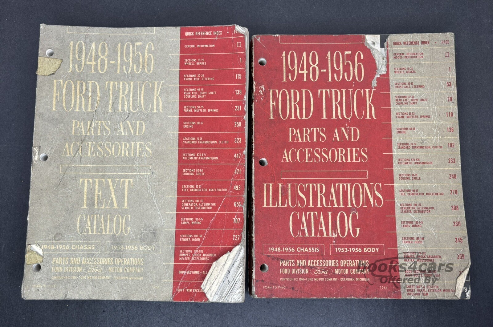 view cover of 1948-1956 truck parts & accessories catalog 48-56 chassis parts 53-56 body parts 2 volumes illustrations & text by Ford
