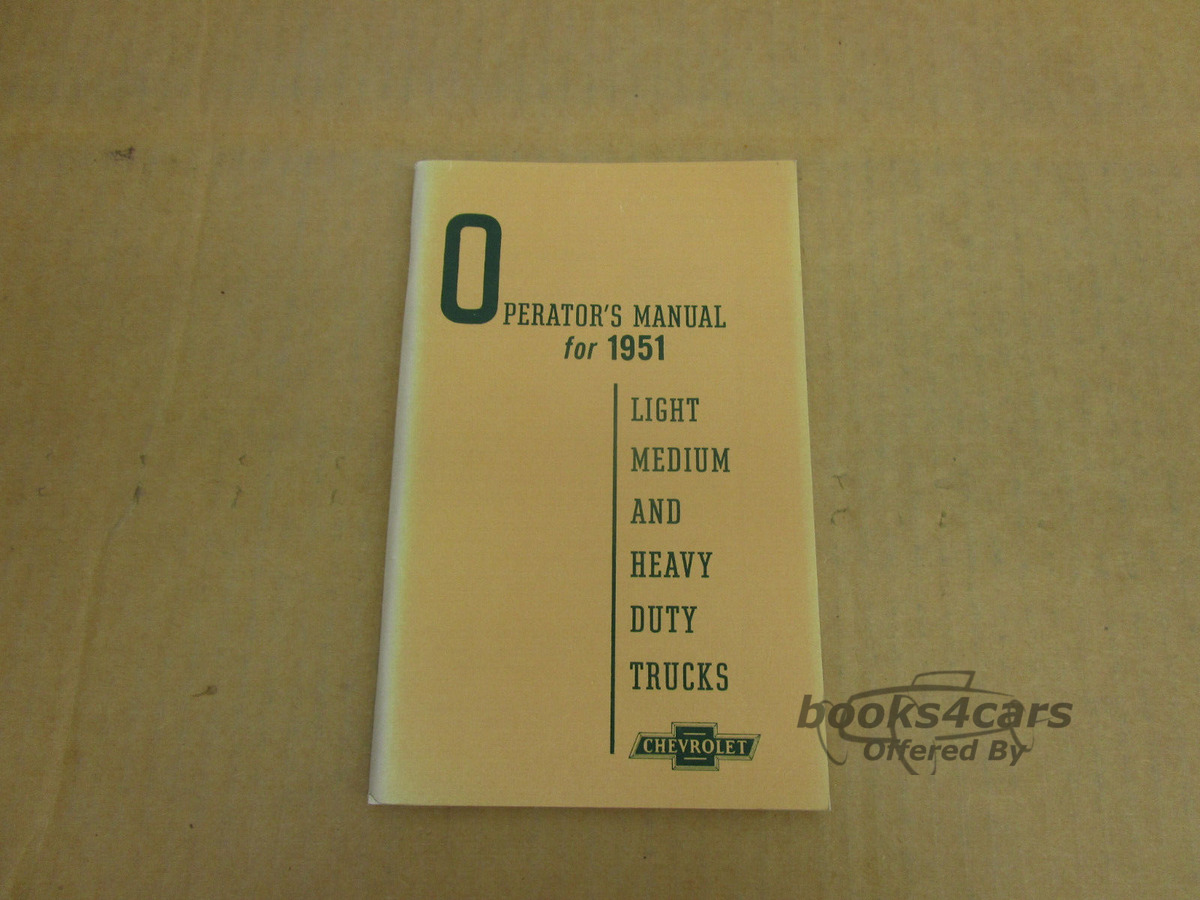 view cover of 1951 Owners manual by Chevrolet for Chevy truck